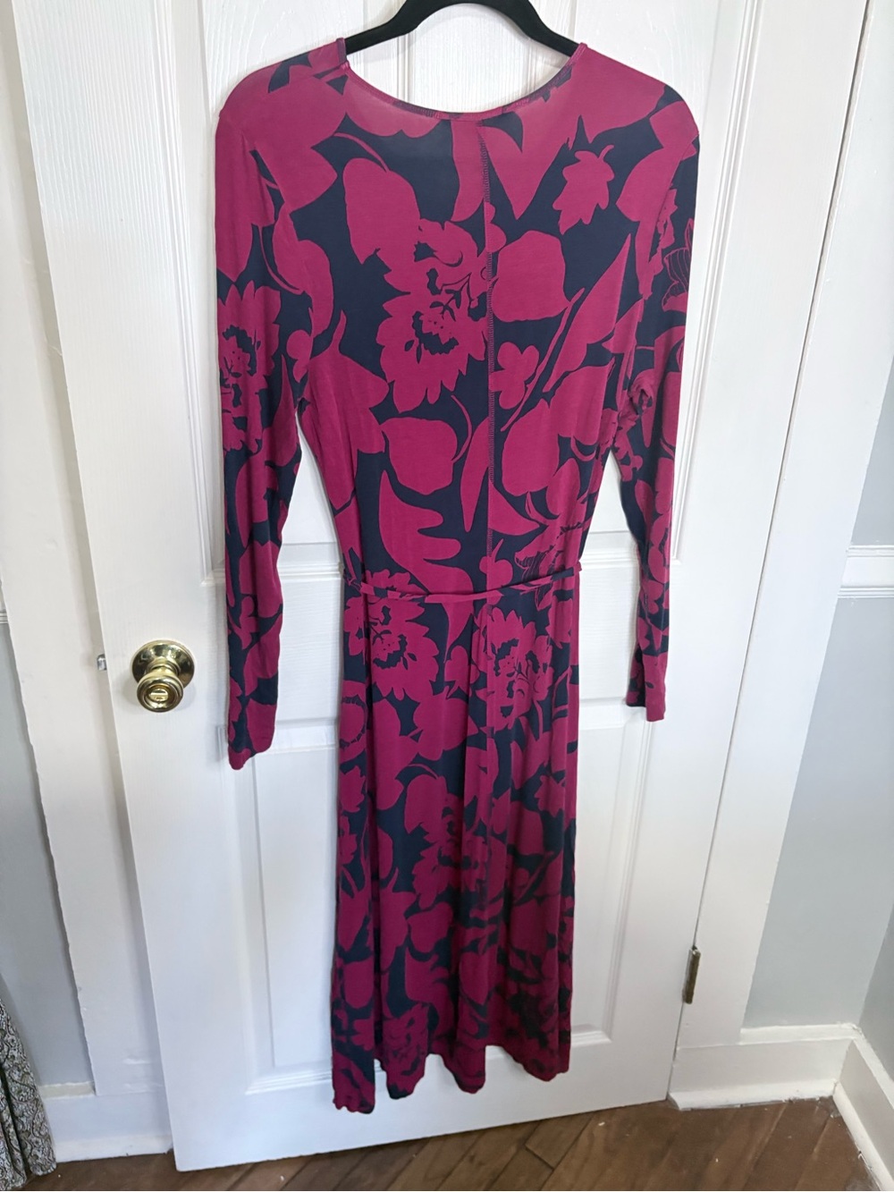 Boden | Lucy Jersey Midi Dress | Wine Burgundy Navy Floral Size 10R - Picture 7 of 10
